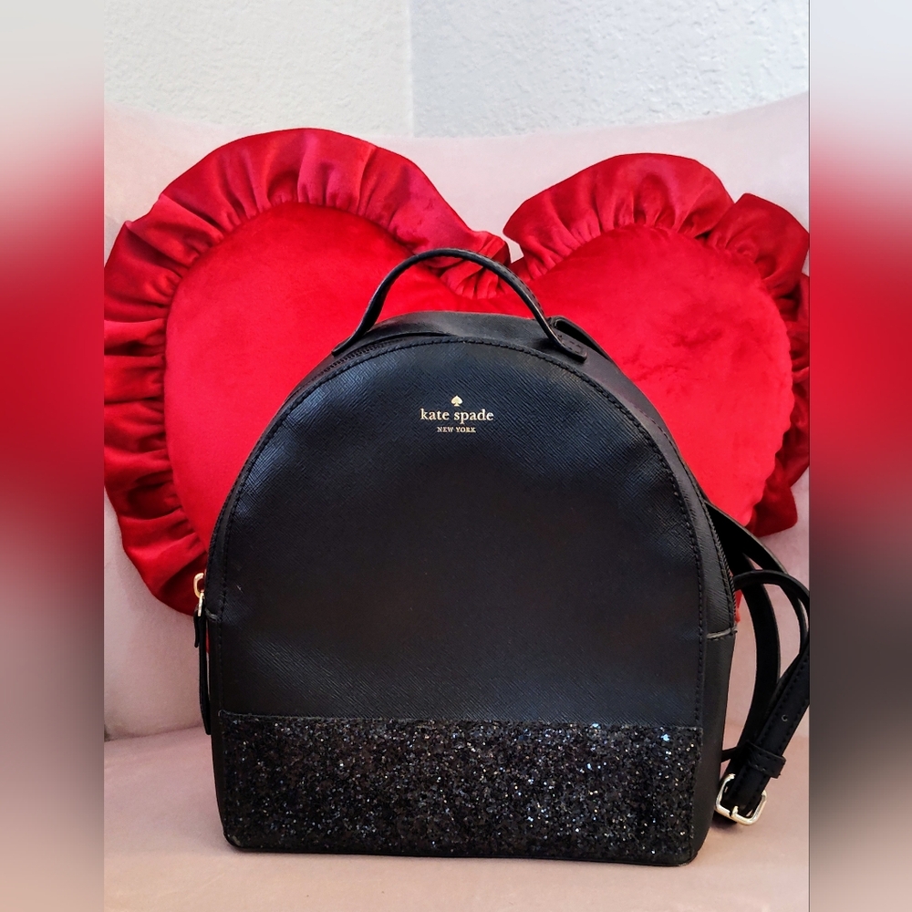 Kate Spade Sammi Greta Court Glitter Black Backpack